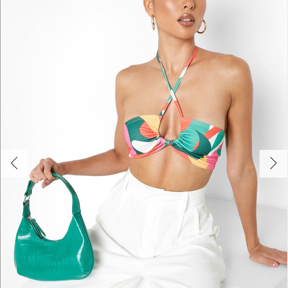 FREE WITH PURCHASE Green Pu Croc Shoulder Bag